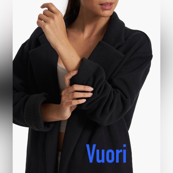NWT Vuori Restore Coat Fleece Sweatshirt Trench Jacket * Black * Medium/Large - Picture 5 of 9